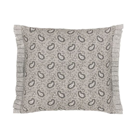 Cora Paisley Cushion by Bedeck of Belfast in Linen Grey