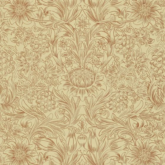 Sunflower Wallpaper 210473 by Morris & Co in Church Red Biscuit