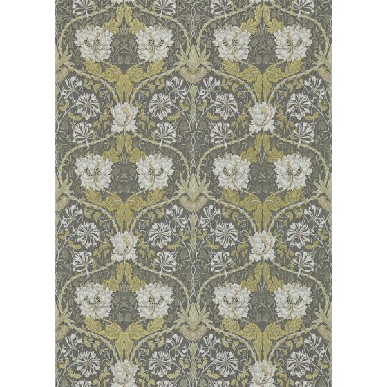 Honeysuckle and Tulip 214701 Wallpaper by Morris & Co in Charcoal Gold