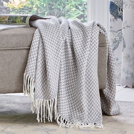 Arya Woven Throw by Laura Ashley in Steel Grey
