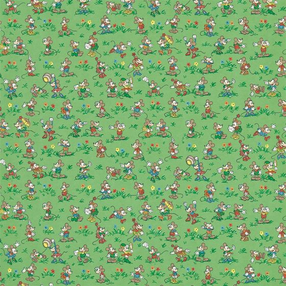 Mickey & Minnie Wallpaper 217265 by Disney Home x Sanderson in Gumball Green