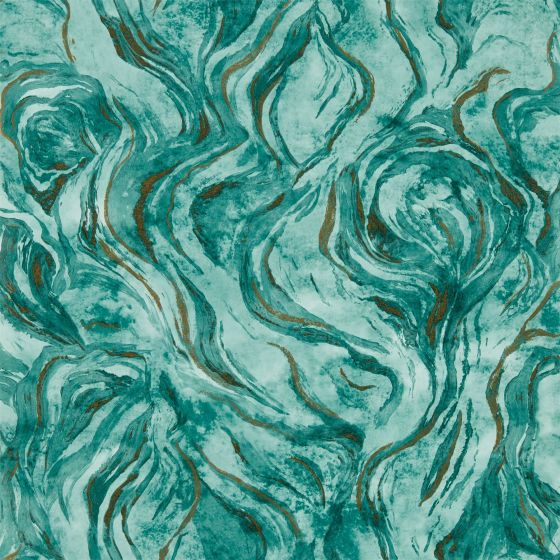 Lavico Wallpaper W0168/04 by Clarke & Clarke in Teal Blue