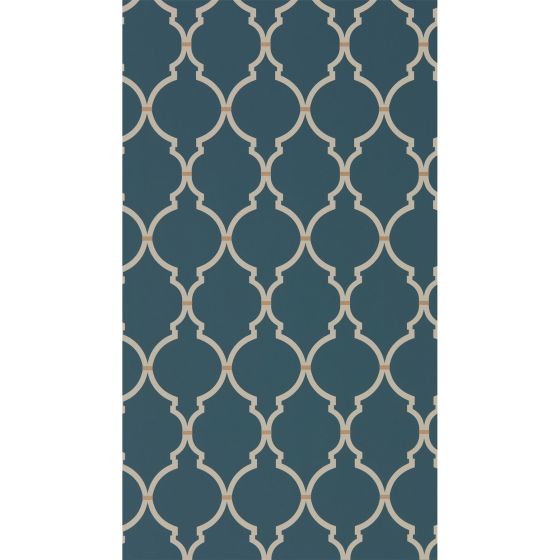 Empire Trellis Wallpaper 216338 by Sanderson in Indigo Linen