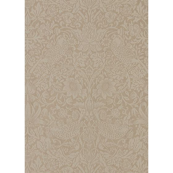 Pure Strawberry Thief Wallpaper 216019 by Morris & Co in Taupe Gilver