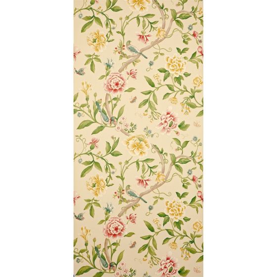 Porcelain Floral Wallpaper 104 by Sanderson in Red Beige