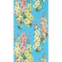 Hollyhocks Wallpaper 217033 by Sanderson in Fire Pink Bright Blue