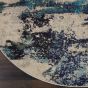 Celestial Modern Abstract Circle Round Rugs CES02 in Ivory Teal blue by Nourison