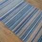 Fine Stripes Modern Wool Hallway Runner in Blue
