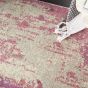 Celestial Abstract Hallway Runner Rug CES02 in Ivory Pink by Nourison
