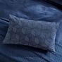 Osaka Jacquard Geometric Cushion in Midnight Blue
