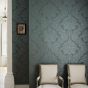 Malmaison Damask Wallpaper 311998 by Zoffany in Teal Blue