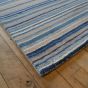 Fine Stripes Modern Wool Hallway Runner in Blue