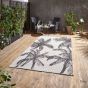 Miami A444 Indoor Outdoor Palm Leaf Rug in Cream Black