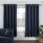 Lazy Linen Plain Eyelet Curtains in Navy Blue
