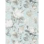 King Protea Wallpaper 216645 by Sanderson in Aqua Linen Beige