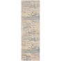 Solace SLA07 Distressed Abstract  Runner Rug in Ivory Grey Blue
