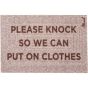 Carlos Please Knock So We Can Put Our Clothes On Washable Floor Mats in Beige