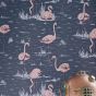 Flamingos Wallpaper 11041 by Cole & Son in Ink Alabaster Pink