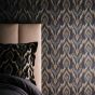 Velluto Wallpaper W0170/02 by Clarke & Clarke in Noir Black