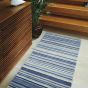 Fine Stripes Modern Wool Hallway Runner in Blue