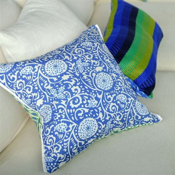 Shaqui Outdoor Cushion By Designers Guild in Prussian Blue