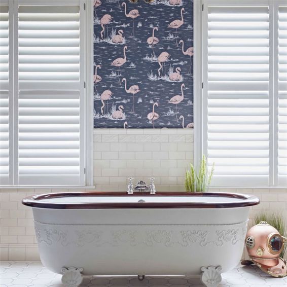 Flamingos Wallpaper 11041 by Cole & Son in Ink Alabaster Pink