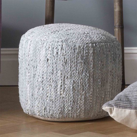 Moselle Pouffe Footstool in Grey by Luxe Tapi