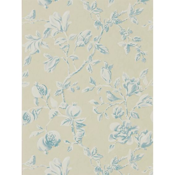 Magnolia and Pomegranate Wallpaper 215725 by Sanderson in Parchment Sky Blue