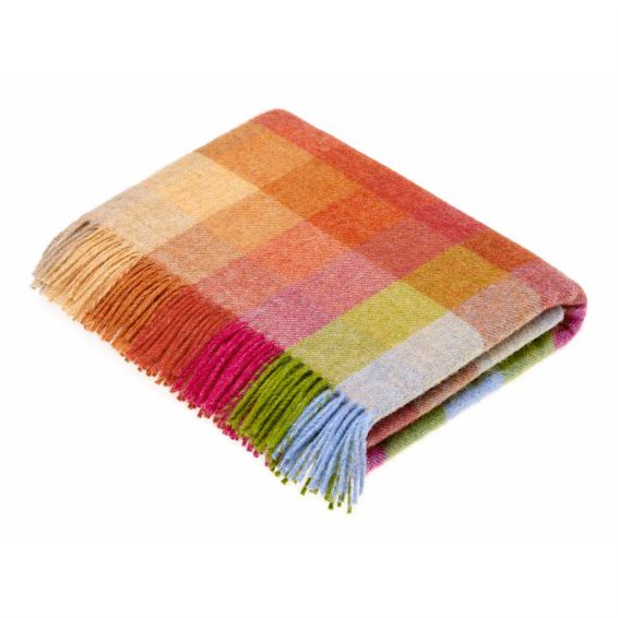 Crawford Check Pure Wool Throw by LuxeTapi in Sunshine Multi