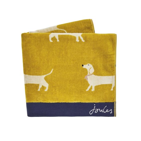 Sausage Dogs Cotton Towels By Joules in Gold Yellow