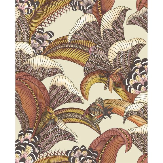 Hoopoe Leaves Wallpaper 119 1004 by Cole & Son in Crimson Red Multi