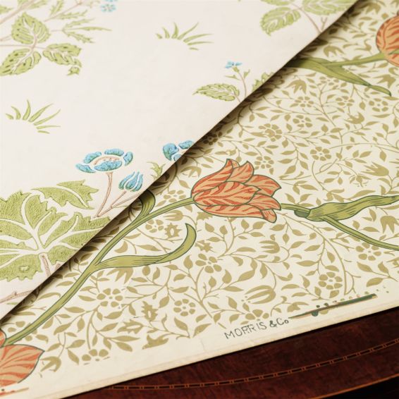 Meadow Sweet Wallpaper 210348 by Morris & Co in Cornflower Leaf