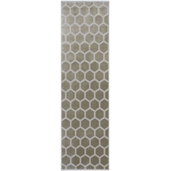 Manipur Geometric Runner Rug in Dove Grey By Designers Guild