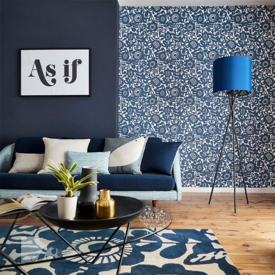Kukkia Floral Wallpaper 111510 by Scion in Ink Blue