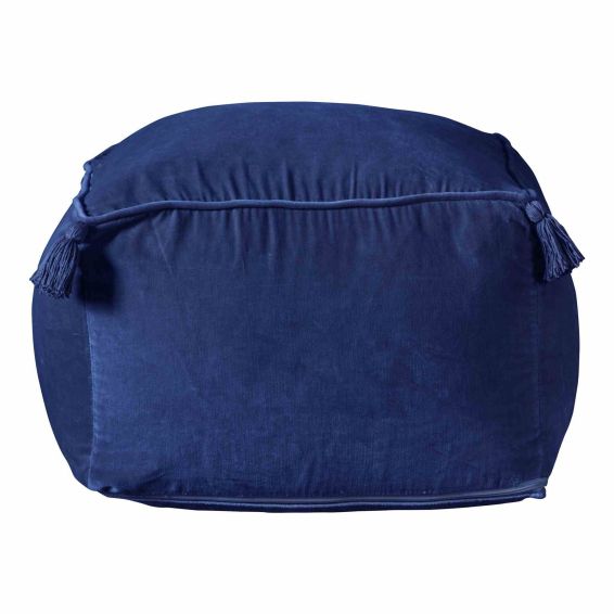 Doubs Pouffe Velvet Footstool in Teal Blue by Luxe Tapi