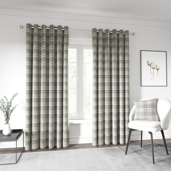 Harriet Check Curtains by Helena Springfield in Grape Linen