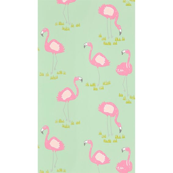 Felicity Flamingo Wallpaper 111278 by Scion in Raspberry Pistachio