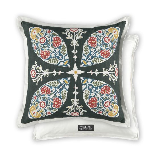 Merida Embroidered Cushion By William Yeoward in Spice Yellow