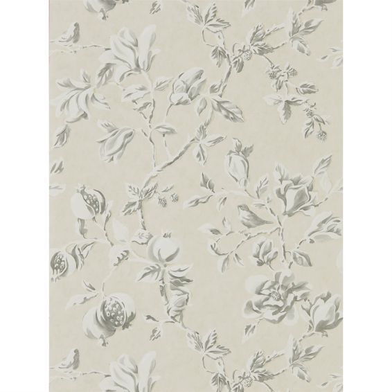 Magnolia and Pomegranate Wallpaper 215726 by Sanderson in Ivory Charcoal Grey