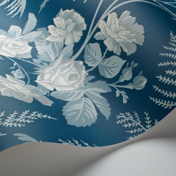 Rose Wallpaper 10031 by Cole & Son in White Ice Blue