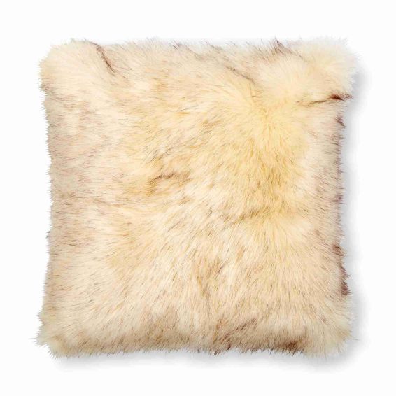 Berwyn Faux Fur Cushion by Laura Ashley in Cream