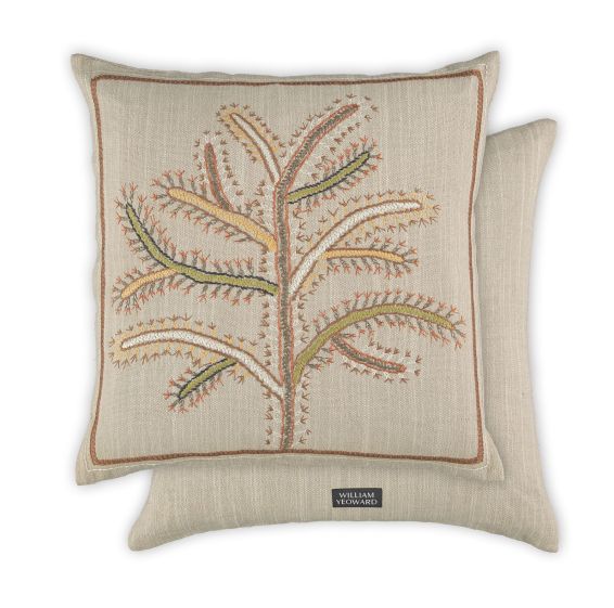 Fiorela Embroidered Stem Cushion By William Yeoward in Spice Yellow
