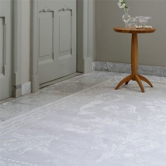 Josette 081401 Damask Jacquard Rug by Laura Ashley in Dove Grey