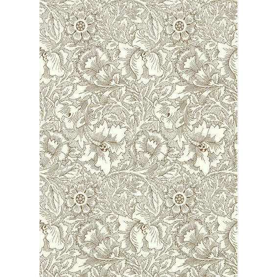 Poppy Wallpaper 216957 by Morris & Co in Cream Chocolate Brown