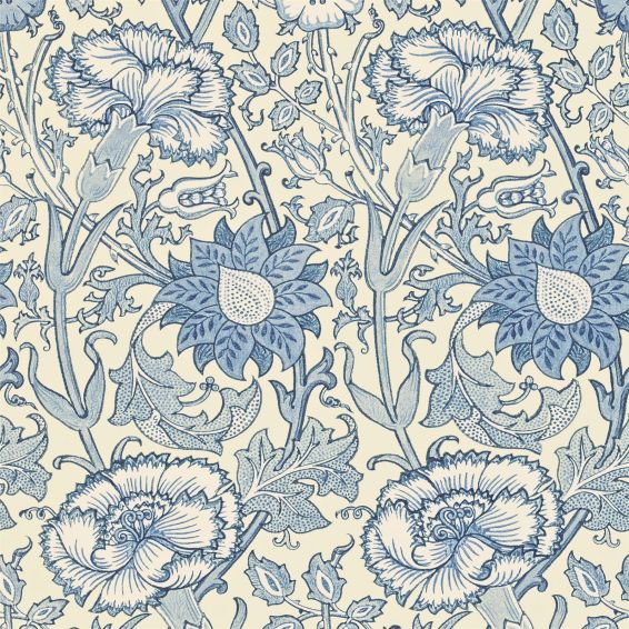 Pink and Rose Wallpaper 212567 by Morris & Co in Indigo Blue