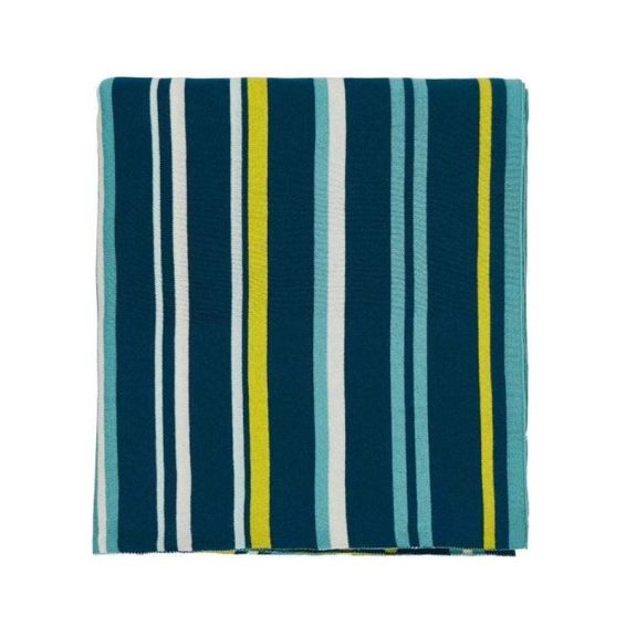 Mr Fox Striped Knitted Throw By Scion in Teal Green