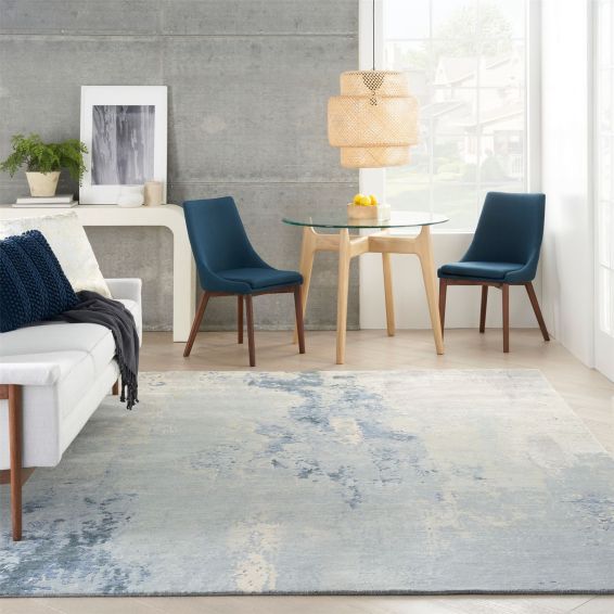 SHA21 Silk Shadows Abstract Rugs by Nourison in Blue Sky