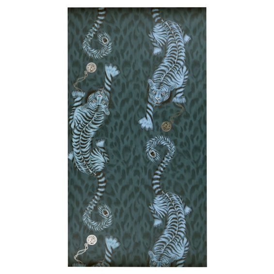 Tigris Wallpaper W0105 01 by Emma J Shipley in Navy Blue