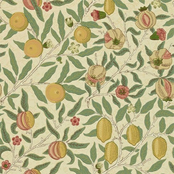 Fruit Wallpaper 216859 by Morris & Co in Beige Gold Coral
