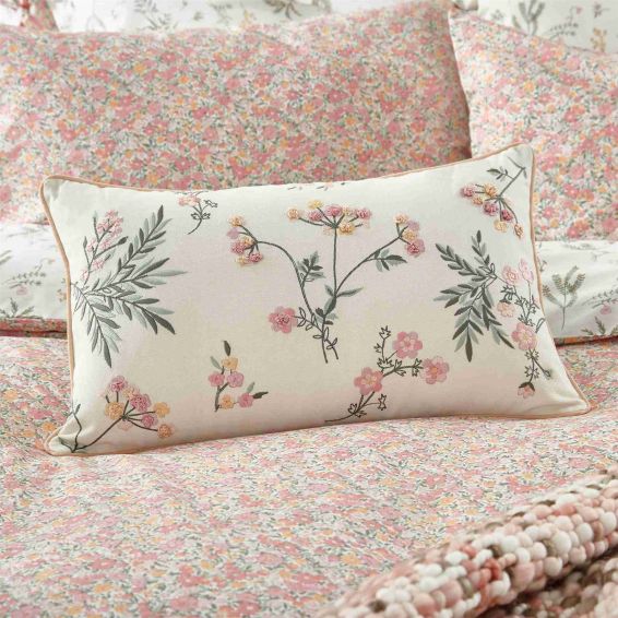 Crosswell Floral Cushion by Laura Ashley in Coral Pink